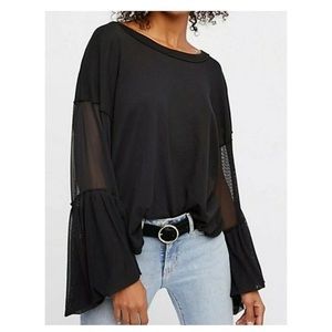 Free People Still Got It Mesh Bell Sleeve Top (Small)